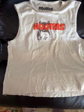 Hooters Cream Tank with Bright Orange Owl Logo